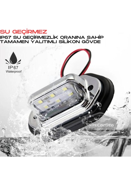 Üniversal Plaka Lambası 6 LED Güçlü Işık Su Geçirmez Krom Araç Plaka Işığı Ultra Parlak Oto Aydınlatma 12/24V 2 Adet modelleri