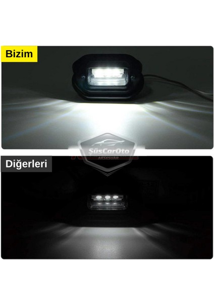Üniversal Plaka Lambası 6 LED Güçlü Işık Su Geçirmez Krom Araç Plaka Işığı Ultra Parlak Oto Aydınlatma 12/24V 2 Adet fırsatları