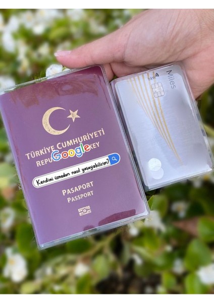 Google Desenli Universal Şeffaf Pasaport Kılıfı Model Tüm Ülke Pasaportlarına Uygun