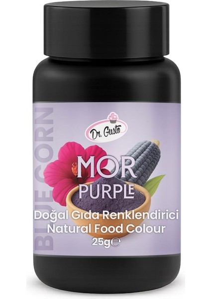 Toz Mor Doğal Gıda Boyası 25 G – Bitkisel Kaynaklı, Pasta ve Tatlılar Için Katkısız Renk Boyası