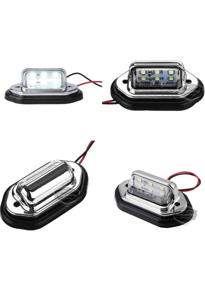 Üniversal Plaka Lambası 6 LED Güçlü Işık Su Geçirmez Krom Araç Plaka Işığı Ultra Parlak Oto Aydınlatma 12/24V 2 Adet