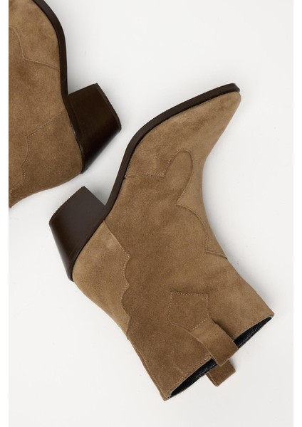 Camel Süet Kadın Sivri Burun Kovboy Bot fiyatları