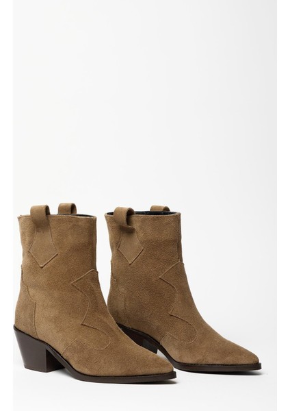 Camel Süet Kadın Sivri Burun Kovboy Bot indirimleri