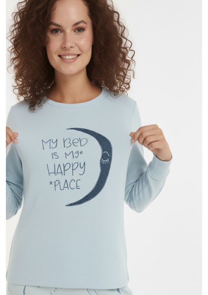 Luxury Thermal Hilal Desenli Kadın Polar Kışlık Pijama Takımı – 42064 fırsatları