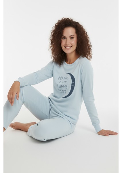 Luxury Thermal Hilal Desenli Kadın Polar Kışlık Pijama Takımı – 42064 indirimleri