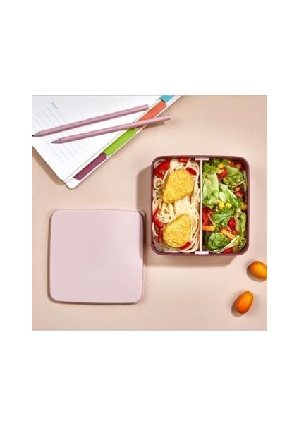 Bölmeli 2 Katlı Çatal Kaşıklı Pembe Beslenme Kabı fiyatları