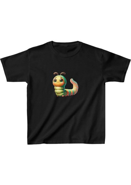 Unisex Çocuk Baskılı T-Shirt - Siyah