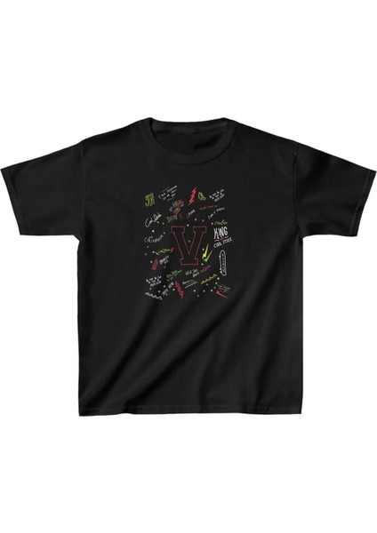 Unisex Çocuk Baskılı T-Shirt - Siyah