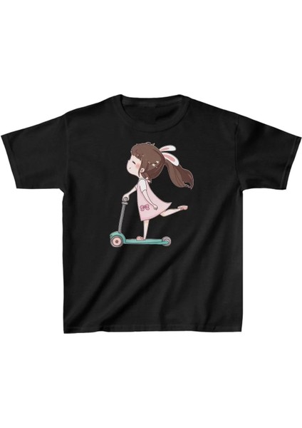 Unisex Çocuk Baskılı T-Shirt - Siyah