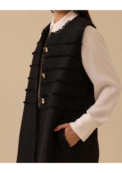 10002521111019 Önü Şerit Düğmeli Tüvit Triko Yelek modelleri