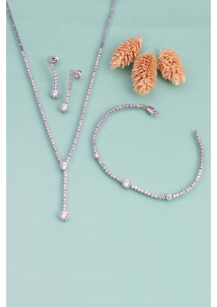 Tektaş Detaylı Su Yolu Rodyum Kaplama 925 Ayar Gümüş Düğün Seti fırsatları