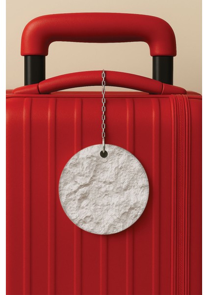 Desenli Baskılı Pleksi Zincir Aparatlı Bavul Etiketi Valiz Etiketi Cenevre Mermer