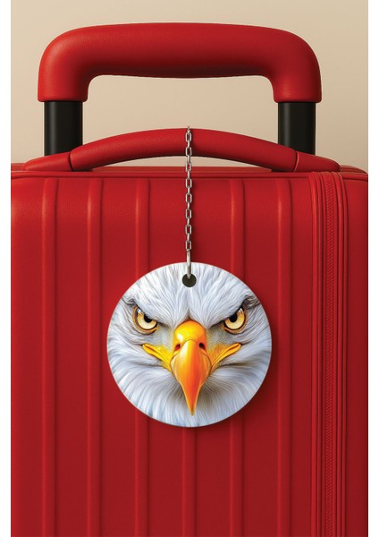 Desenli Baskılı Pleksi Zincir Aparatlı Bavul Etiketi Valiz Etiketi Kartalım