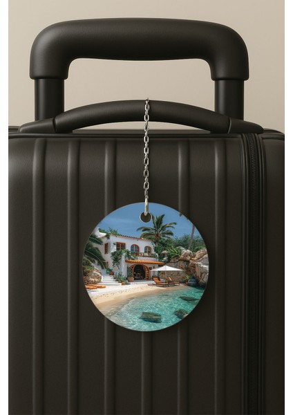 Hayalimdeki Ev Desenli Uv Baskılı Pleksi Bavul Etiketi Seyahat Tatil Valiz Etiketi