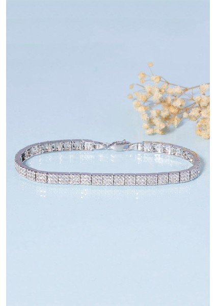 Beyaz Altın Kaplama 3 Sıra Su Yolu 925 Ayar Gümüş Bileklik fırsatları