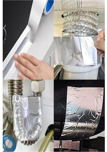 Alüminyum Bant 10 Metre 3 Paket Aliminyum Folyo Yapışkanlı Band Aspiratör Soba Borusu Tamir Sıcaklığa Dayanıklı Yanmaz indirimleri