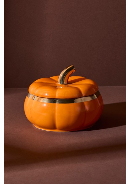 Balkabak Porselen M Kapaklı Saklama Kabı 11.6X11.6X5 cm