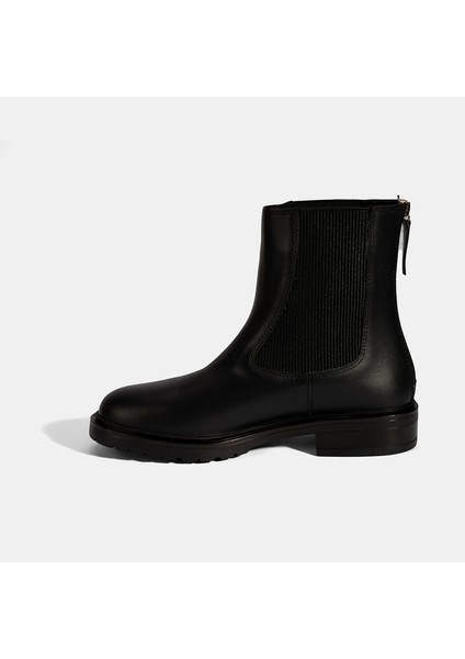 Kadın Siyah Lastikli Deri Chelsea Bot modelleri