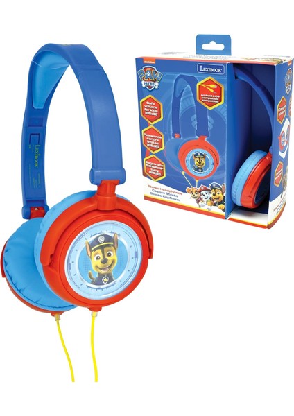 Paw Patrol Chase Kulaklık, Sınırlı Ses Gücü, Katlanabilir ve Ayarlanabilir, Mavi/kırmızı, HP015PA