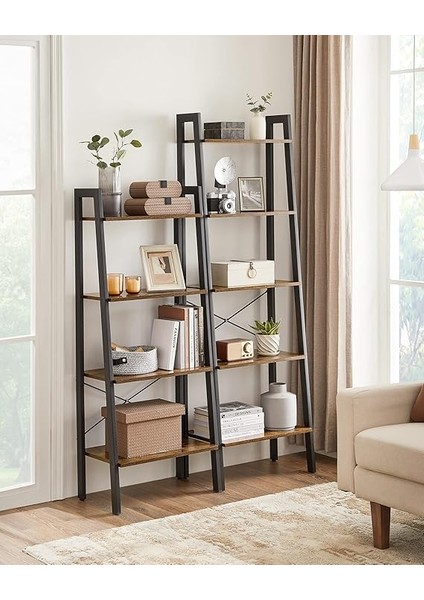 Ayaklı Raf, Kitaplık, 5 Raflı, Metal Iskeletli, Kolay Montaj, Oturma Odası, Yatak Odası, Mutfak Için, 56 x 34 x 172 cm (U x G x Y), Vintage Kahverengi-Siyah LLS45X indirimleri