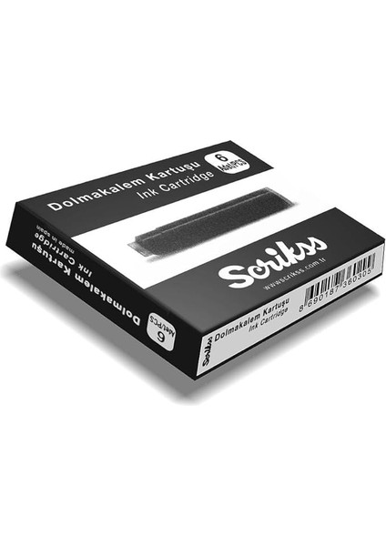Kartuş Dolma Kalem Kartuşu 6'lı Paket Siyah