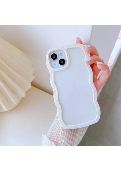 Aksesuar 13 ve 14 ile Uyumlu Kenarı Renkli Dalgalı Darbe Önleyici Şeffaf Silikon Kılıf