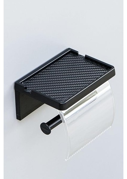 Home Yapışkanlı Kapaklı Tuvalet Kağıdı Askısı Banyo Tuvalet Kağıtlığı Aparatı Peçetelik Organizer Plastik, Siyah fırsatları