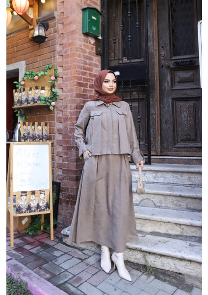 Cepli Detaylı Süet Etekli Takım fiyatları