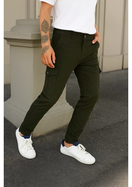 Erkek Yüksek Bel Bol Paça Haki Taktik Kargo Pantolon fiyatları
