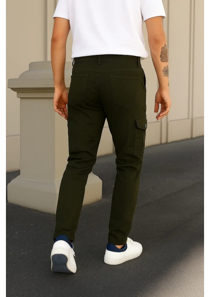 Erkek Yüksek Bel Bol Paça Haki Taktik Kargo Pantolon indirimleri