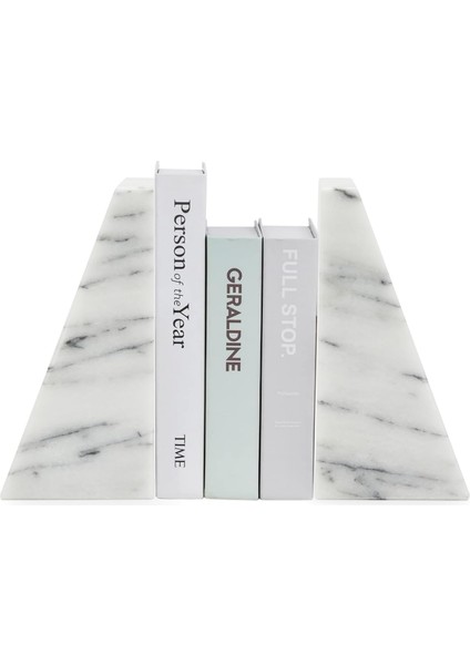 Run ÜÇGEN%100 Cilalı Beyaz Mermer Kitap Destekleri