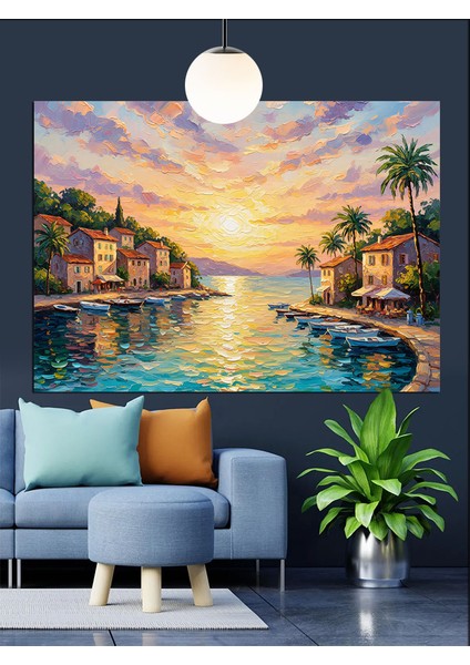 Günbatımı Şehir Kanalı Dekoratif Kanvas - Mdf Ahşap Tablo modelleri
