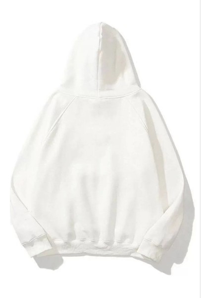 3 Iplik Pamuklu Unisex Kapşonlu Sweetshirt - Beyaz fiyatları