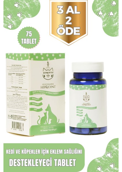 Kediler ve Köpekler Için Ek.lem Sağlığı Destekleyici Tablet 75 Adet