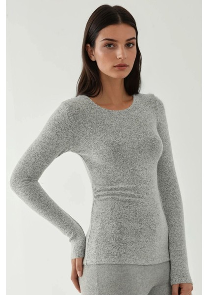 Kadın Viskon Karışımlı Basic Üst Açık Gri fiyatları