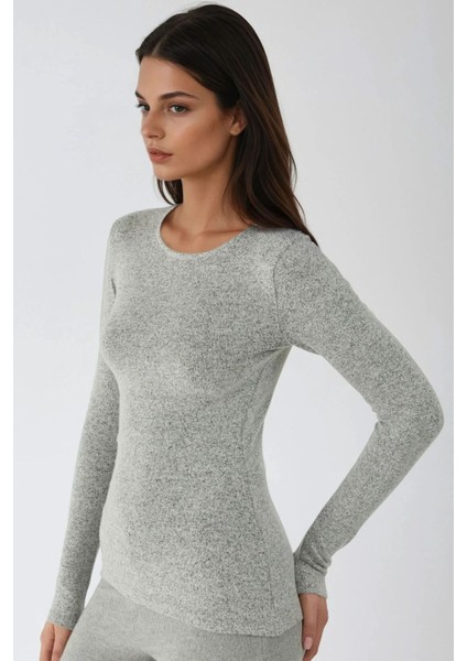 Kadın Viskon Karışımlı Basic Üst Açık Gri modelleri