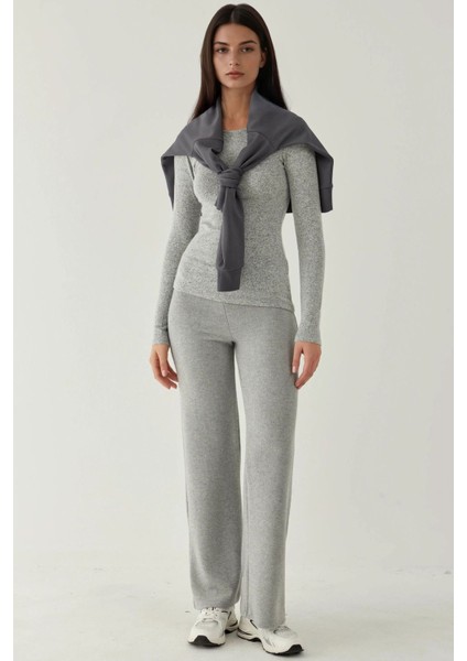 Kadın Viskon Karışımlı Basic Üst Açık Gri fırsatları