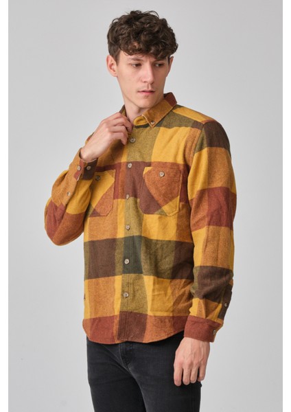 Erkek Kalın Gömlek Yaka Kareli Flanel Oduncu Kışlık Cepsiz Gömlek Overshirt fiyatları