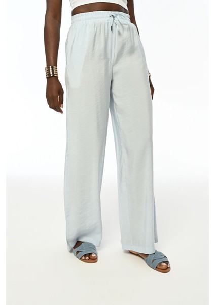 Kadın Beli Lastikli Rahat Kalıp Bol Paça Pantolon