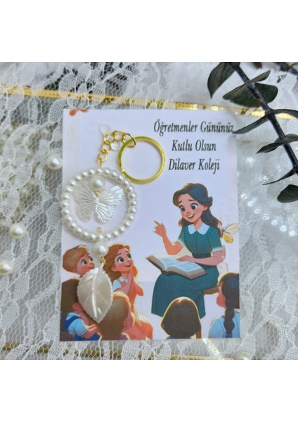 10 Adet Öğretmenler Günü Hediyesi Lük Inci Anahtarlık