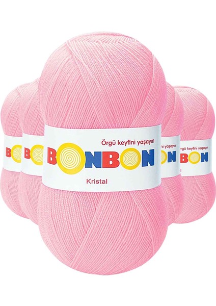 5 Adet Kristal El Örgü Lif Ipi Şeker Pembe 98588