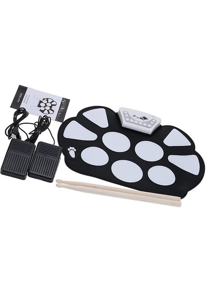 Drum Pad Kiti Katlanabilir Elektrikli Davul Pad Yeni Başlayanlar Için Davul Sopaları ile Davullar Perküsyon Enstrümanları Aksesuarları