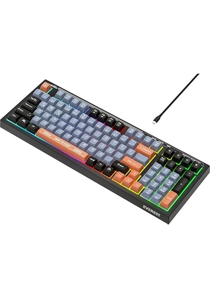 Kb-98 Sılent Siyah/gri/turuncu Sessiz Rainbow Q Membrane Oyuncu Klavyesi fiyatları