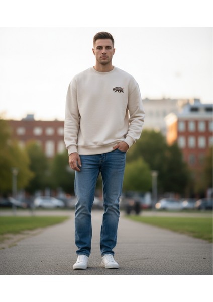 California Vibes Oversize Sweatshirt Bej fırsatları