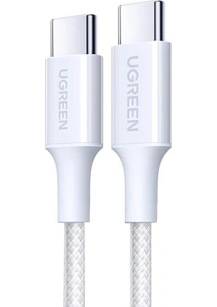 Usb-C 100W 5A Qc Pd Örgülü Hızlı Şarj Kablosu, 1 Metre, Beyaz, 35220