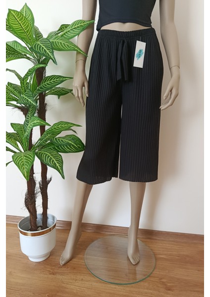 Kadın Fitilli Çizgili Raporlu Pamuklu Bermuda Pantolon fırsatları