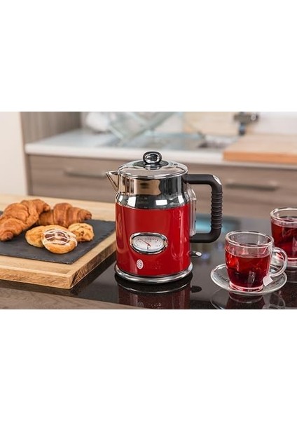 Hobbs 21670-70 Su Isıtıcı, 1.7l, 2400W, Hızlı Kaynatma Özelliği, Retro Tasarım, Su Göstergesi, Doldurma Miktarı Işaretlemesi, Mükemmel Su Dökme Ağzı, Eski Çay Makinesi [enerji Sınıfı A], Kırmızı modelleri