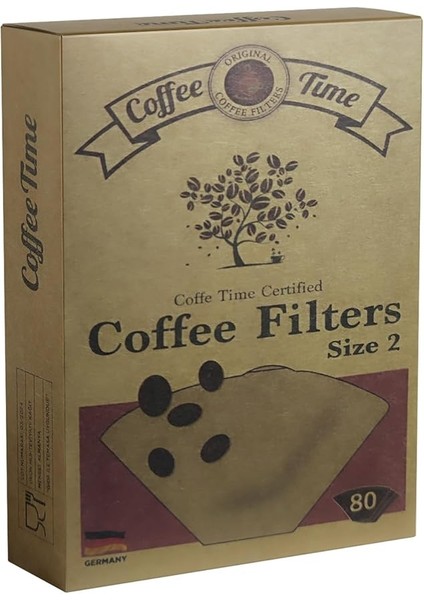 Time Sertifikalı Filtre Kahve Kağıdı Coffee Filters 1/2 2 Numara 80'li Paket