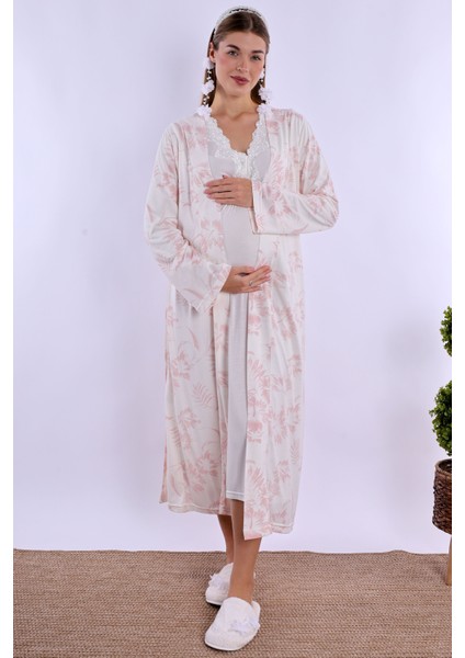 Pudra/ekru Sabahlıklı Hamile Lohusa Gecelik Takım fırsatları