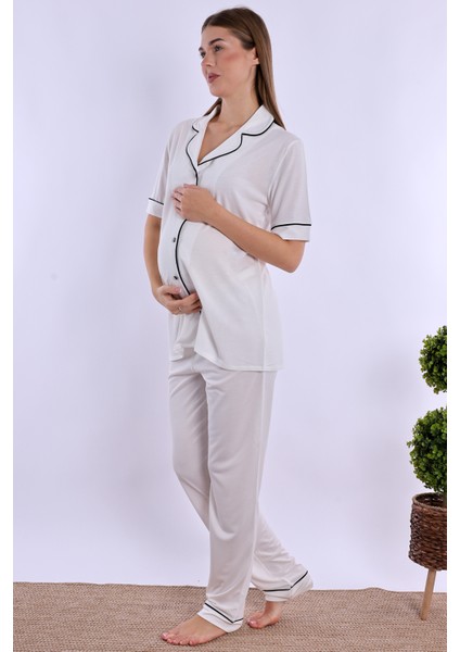 Ekru Hamile Lohusa Pijama Takımı fırsatları